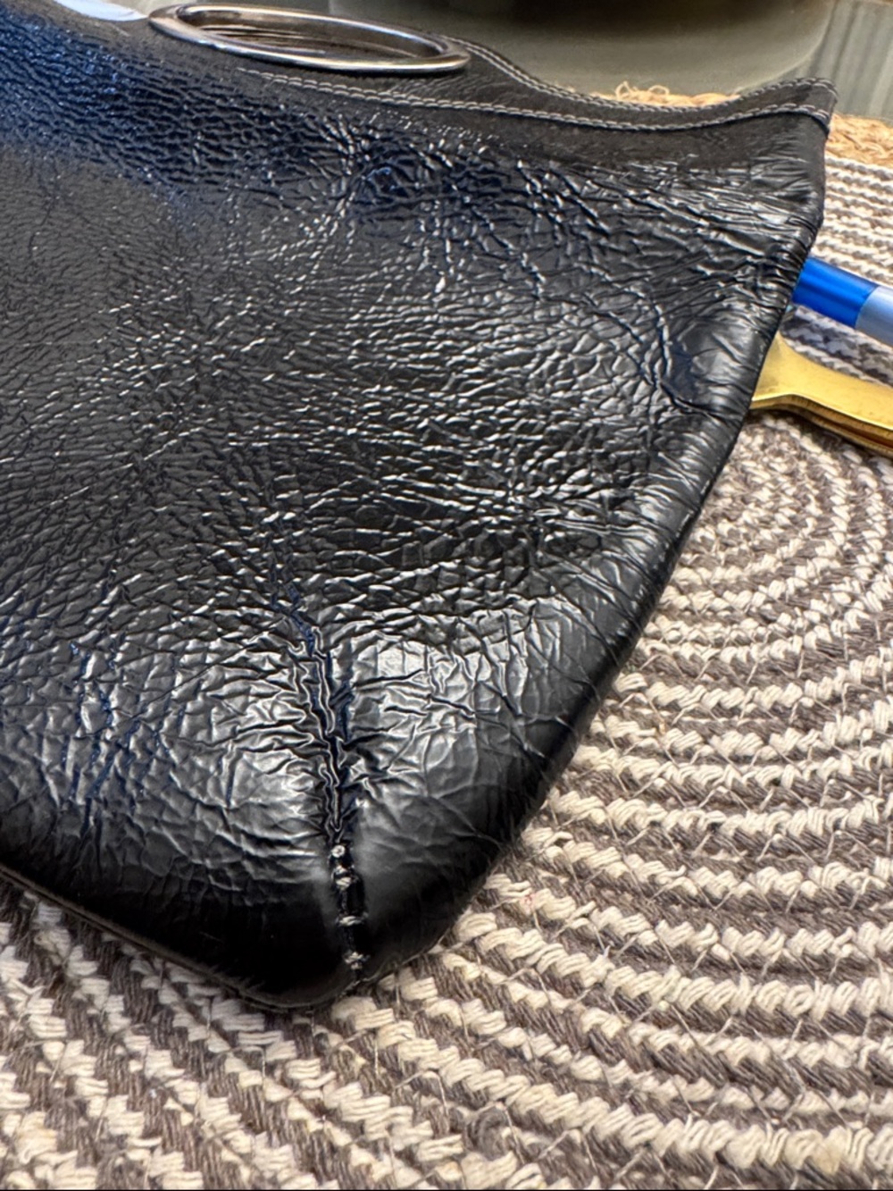 Vin Baker Black Leather Wristlet Clutch with Silver Accent - Picture 14 of 14